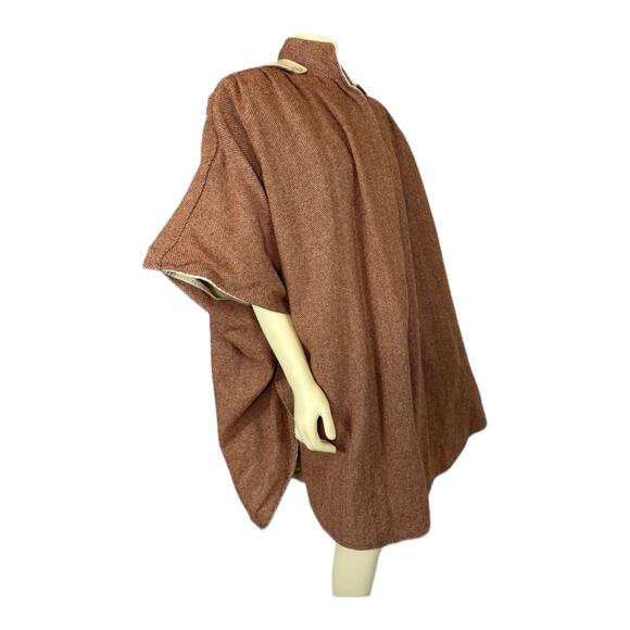 American Vintage 1960’s tweed reversible cape  removable hood made USA size med - Picture 8 of 12